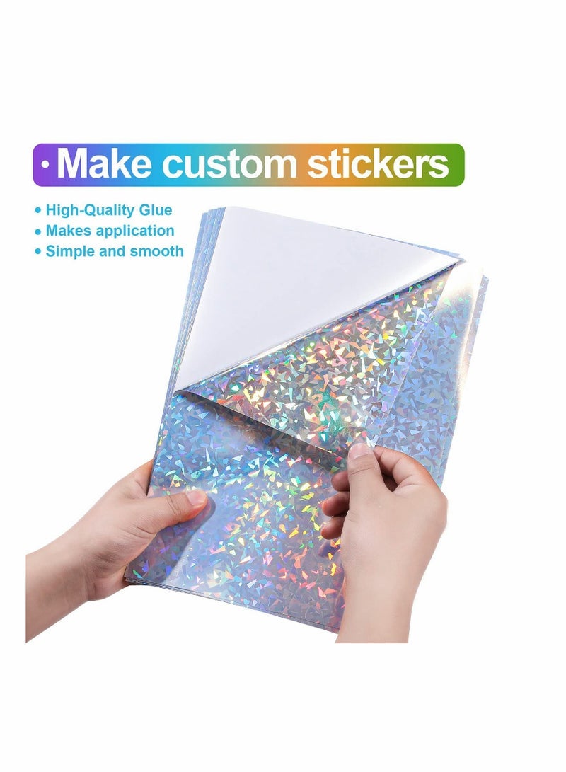 Holographic Printable Vinyl Sticker Paper, Dries Quickly Waterproof Sticker Paper 20Pcs (Diamond) - Image 4
